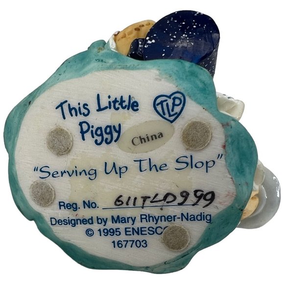 Enesco This Little Piggy Figurine Serving Up The Slop 1995 TLP Vintage - Picture 10 of 10